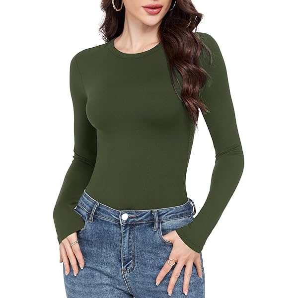 Abardsion Women's Long Sleeve Shirts Spring 2025 Casual Basic